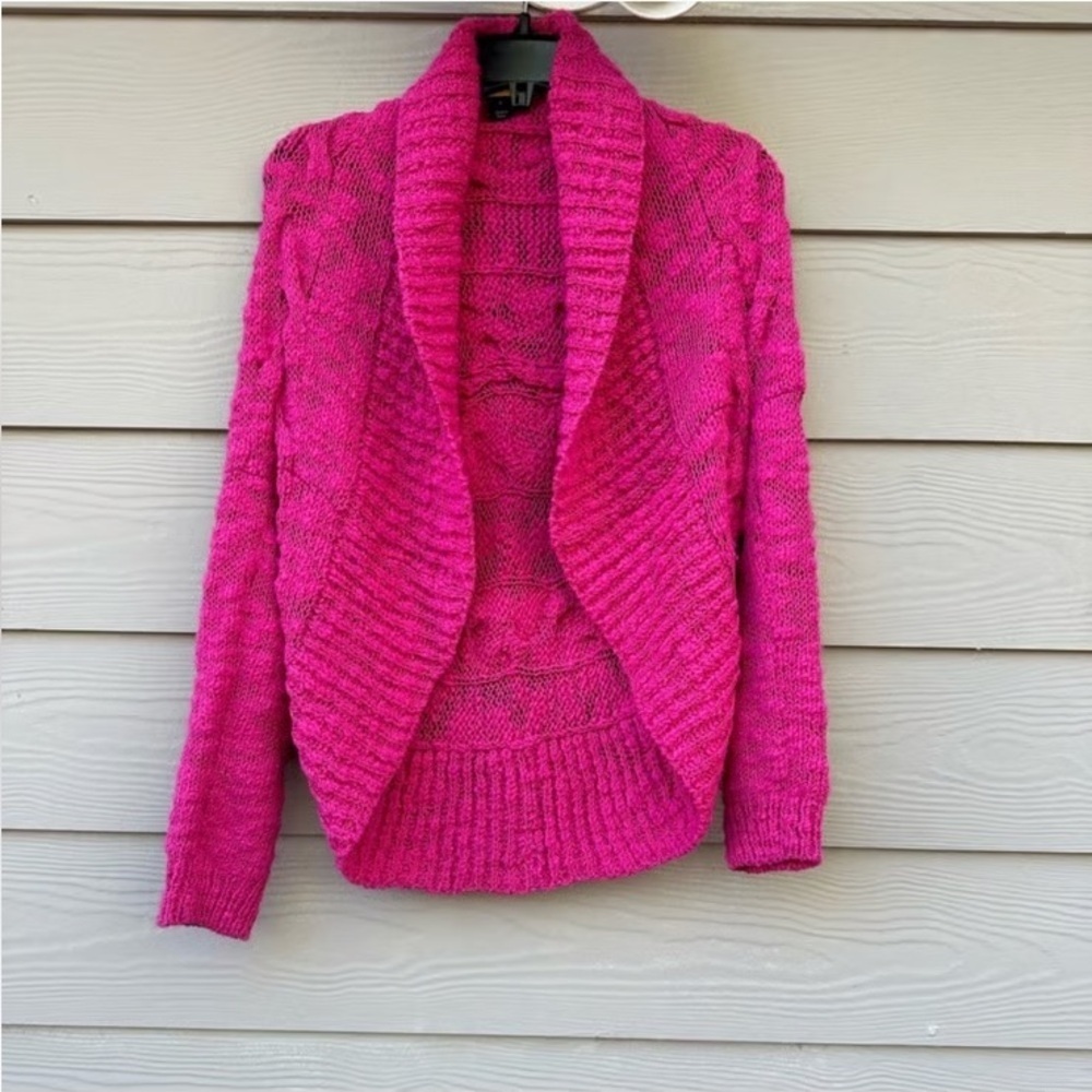 ST. JOHN Wool Chunky Knit Open Cardigan